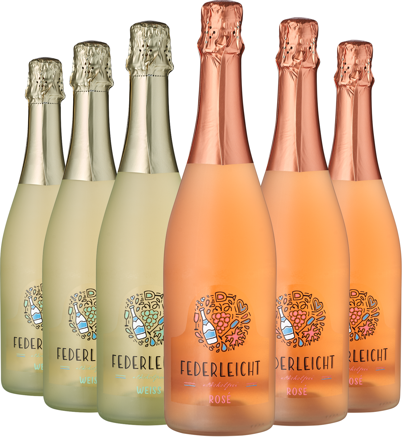 4+2 Paket "Federleicht" Sparkling alkoholfrei Weiß & Rosé